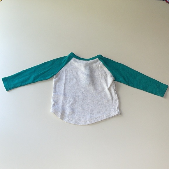 Old Navy Kids Long Sleeve Thermal Henley Top in Green & Gray - Picture 5 of 5